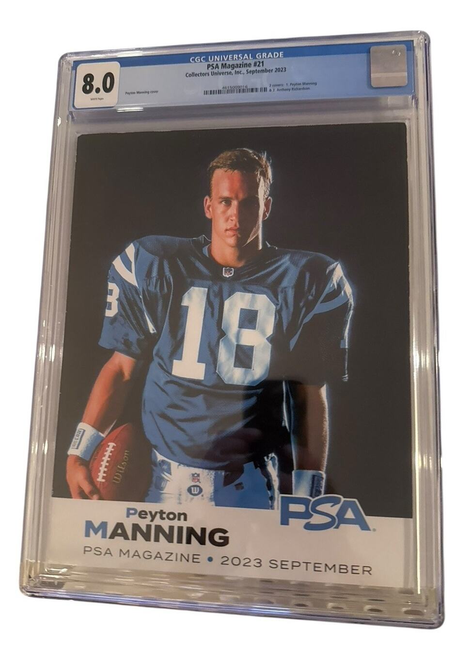 PSA Magazine #21 Peyton Manning Cover Collectors Universe September 2023 CGC 8.0